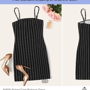 Black/white striped body on dress